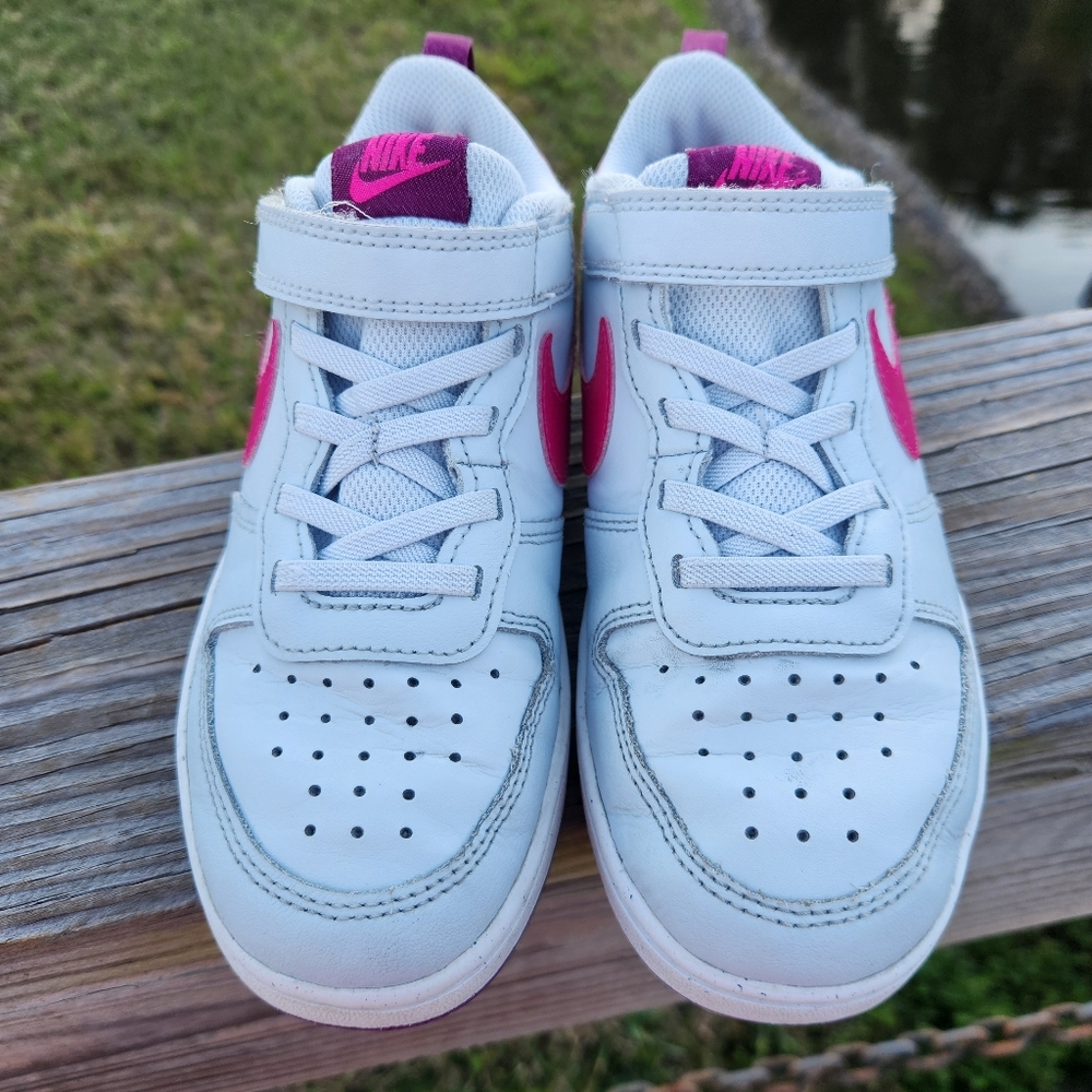 Nike Court Borough Low Recraft Girls Size 2.5 Y White Pink Leather Sneakers - Picture 5 of 14